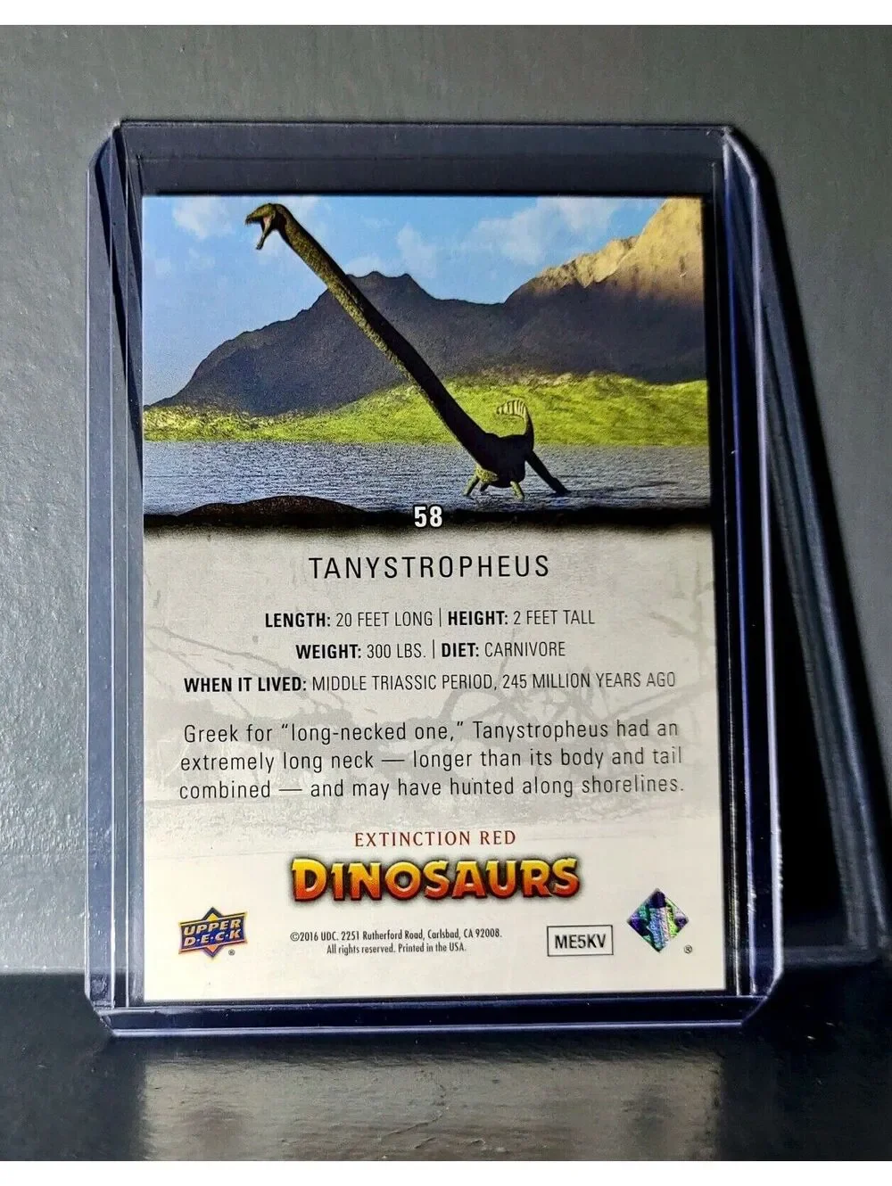 2015 Upper Deck Dinosaurs Tanystropheus Extinction Red Parallel #58 Card